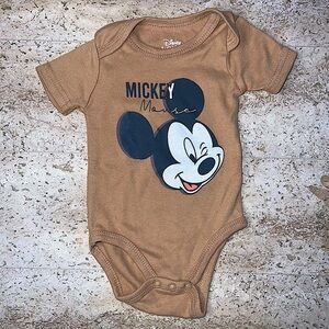 Mickey Mouse Disney Brown Onesie 3-6 months infant baby